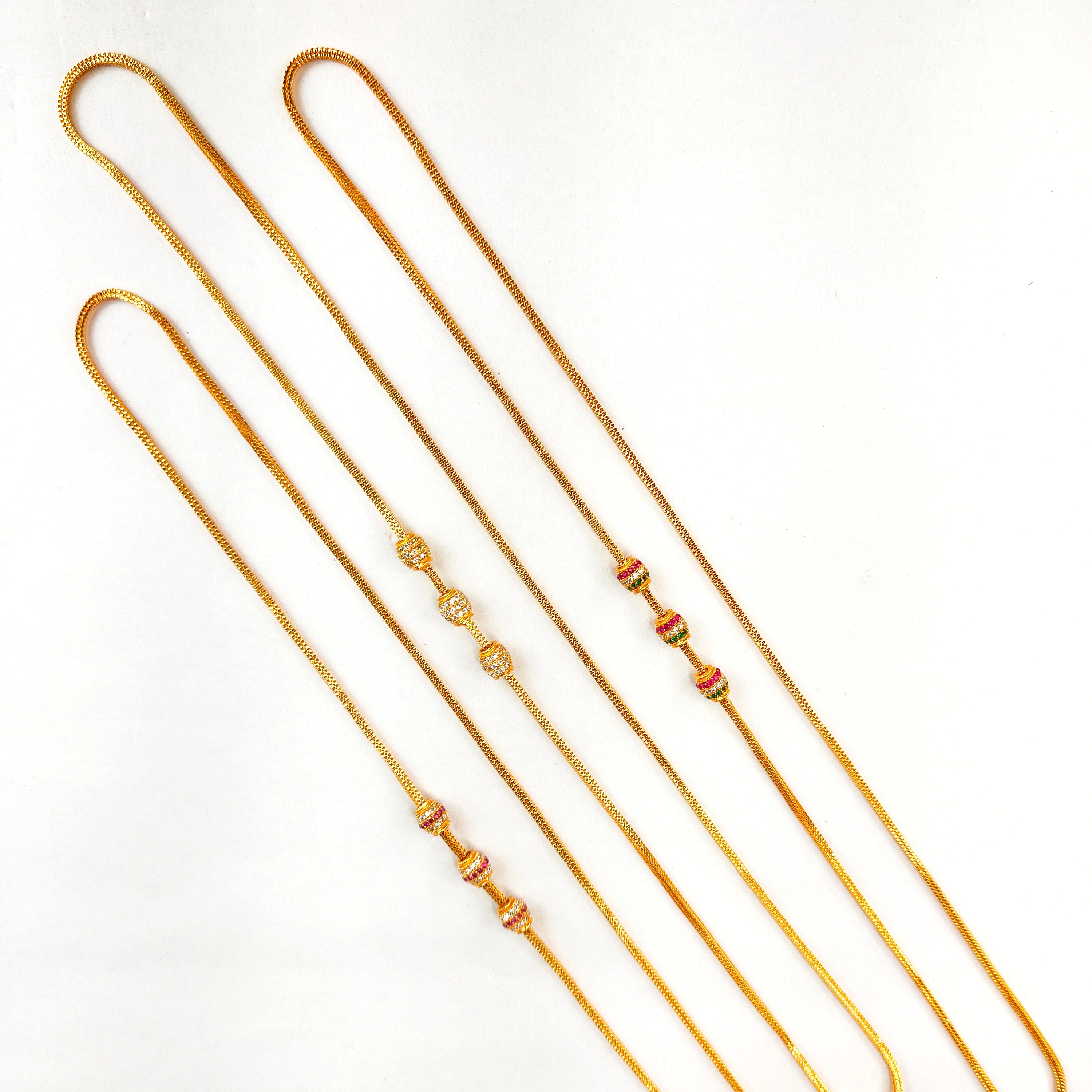 One Gram Gold CZ Ball Mugappu Thali Chain - Daily Wear & Special Occasions