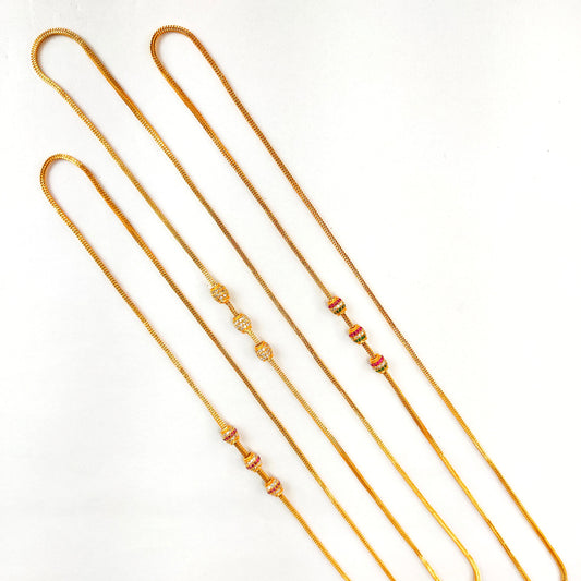 One Gram Gold CZ Ball Mugappu Thali Chain - Daily Wear & Special Occasions