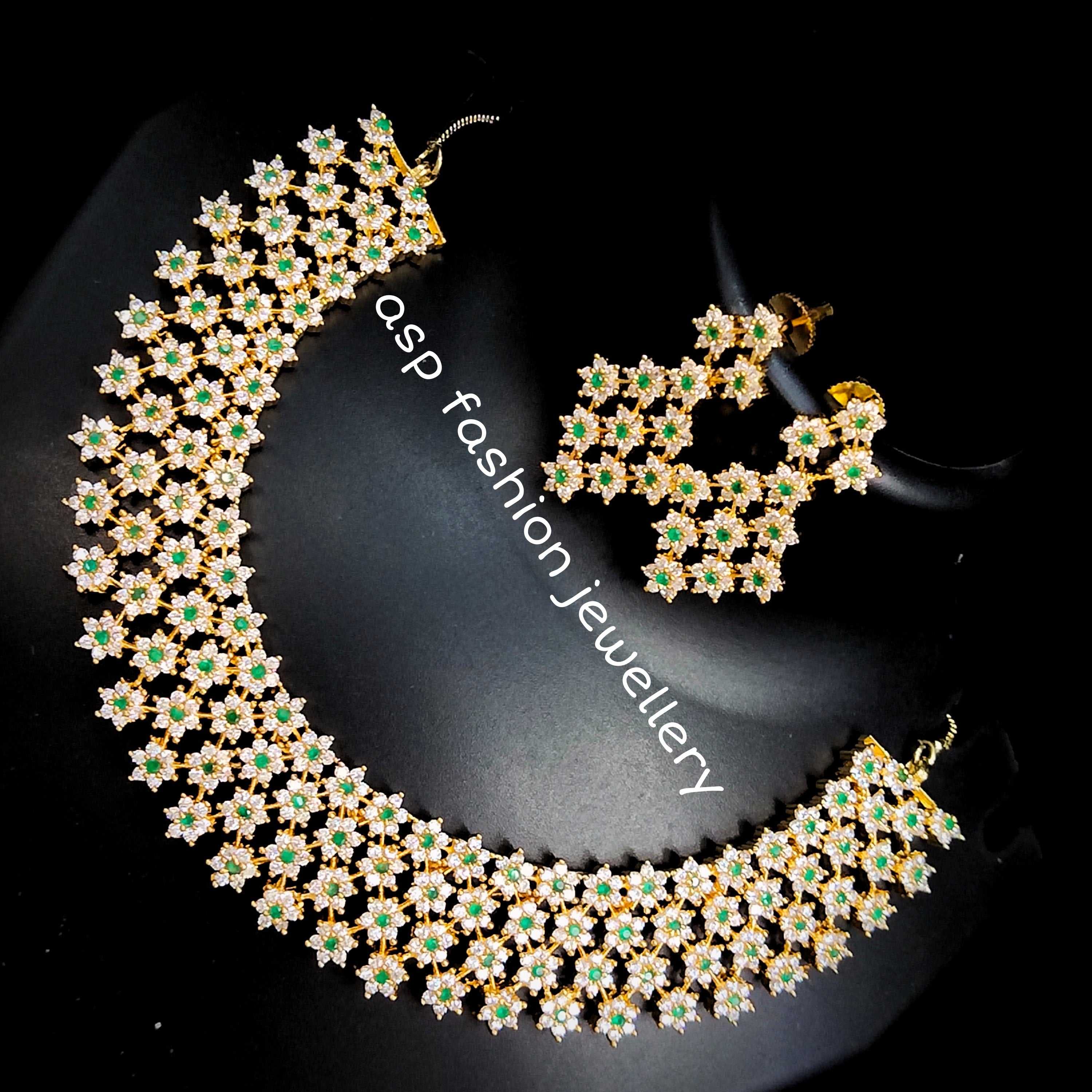 Beautifully Designed Most Trending Czs,Ruby Necklace Set