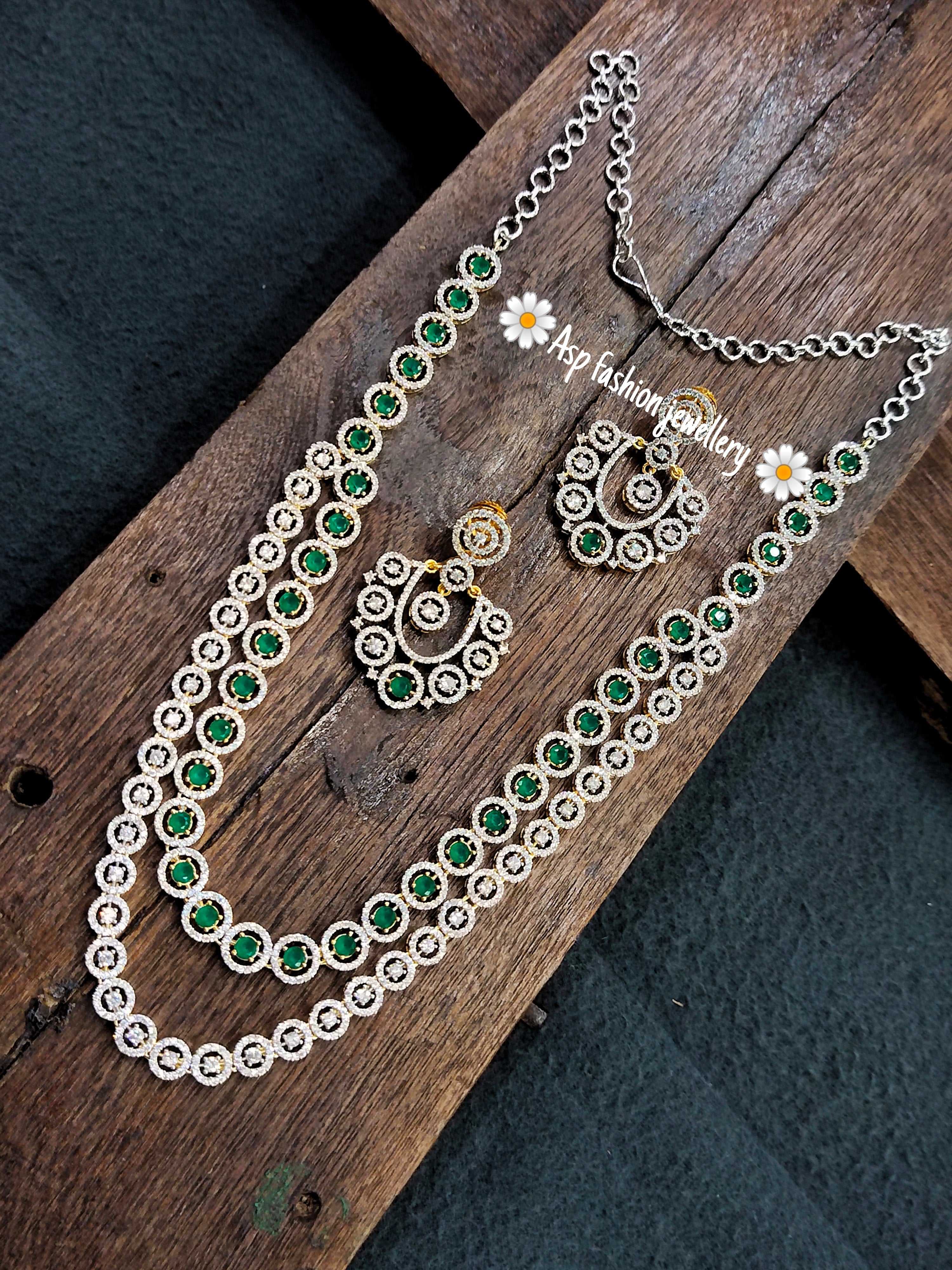 Beautiful American Diamonds two layer necklace set