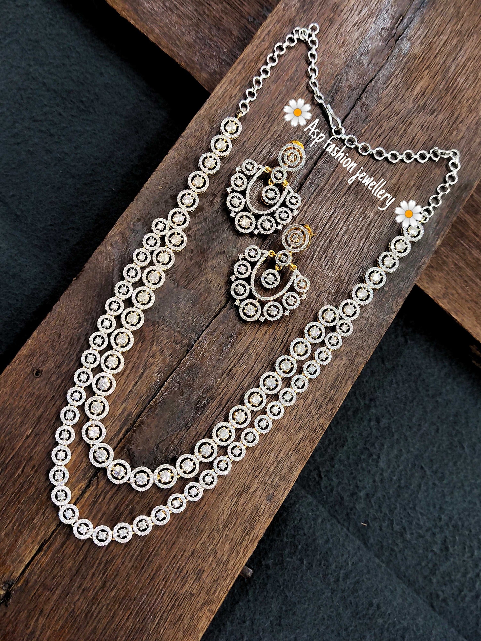 Beautiful American Diamonds two layer necklace set