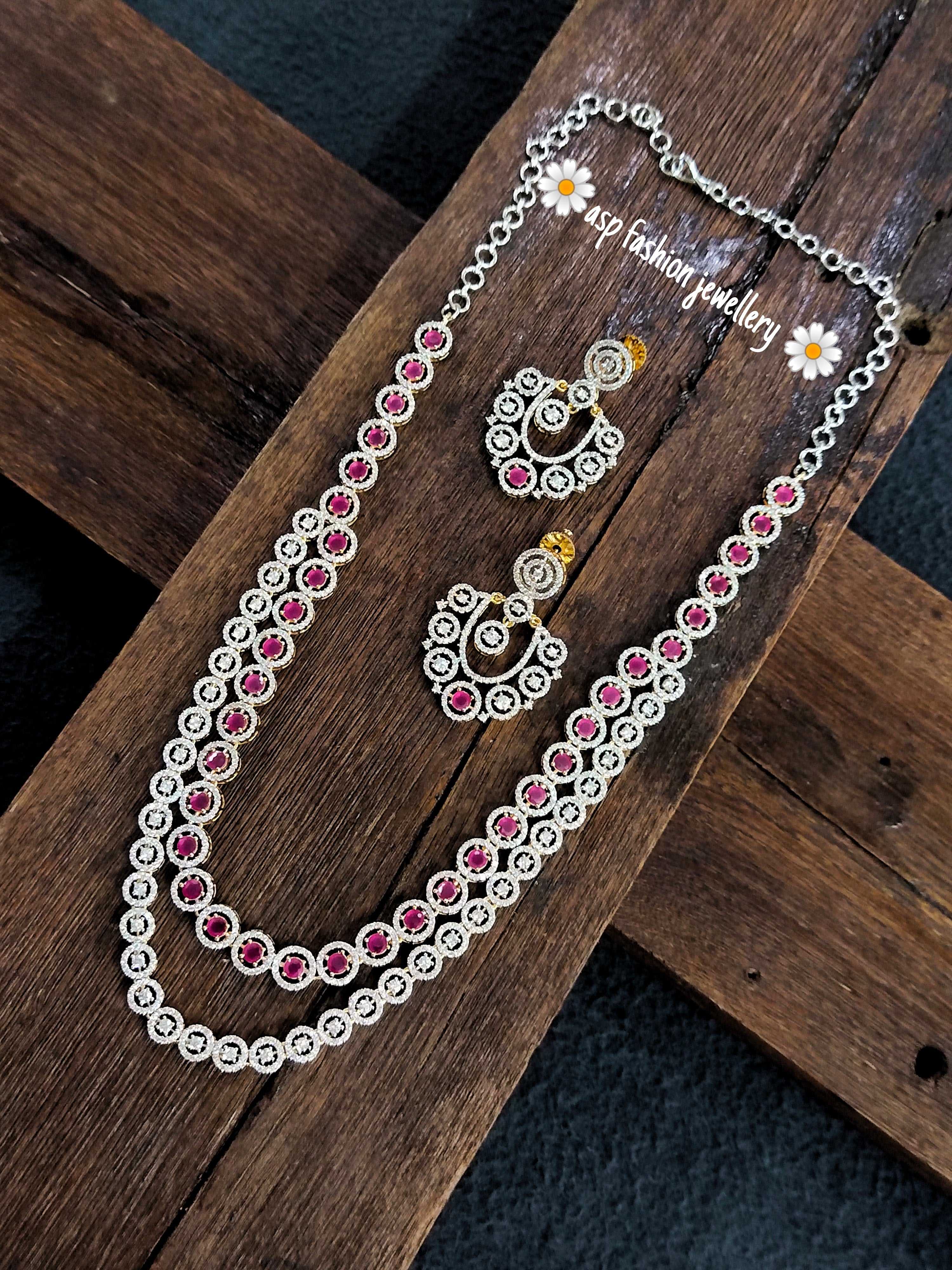 Beautiful American Diamonds two layer necklace set