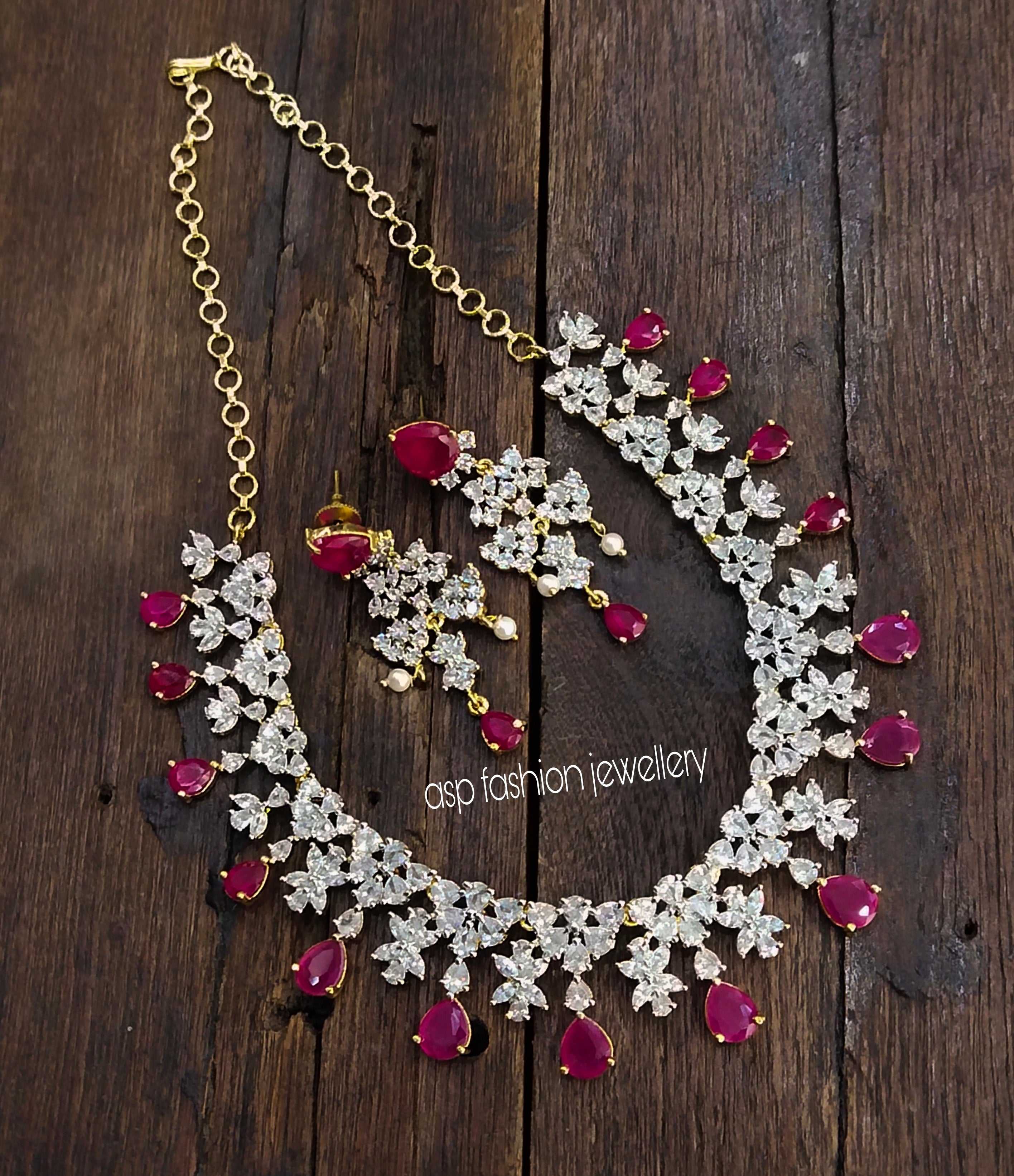1 Gram Gold Solitaire Necklace set