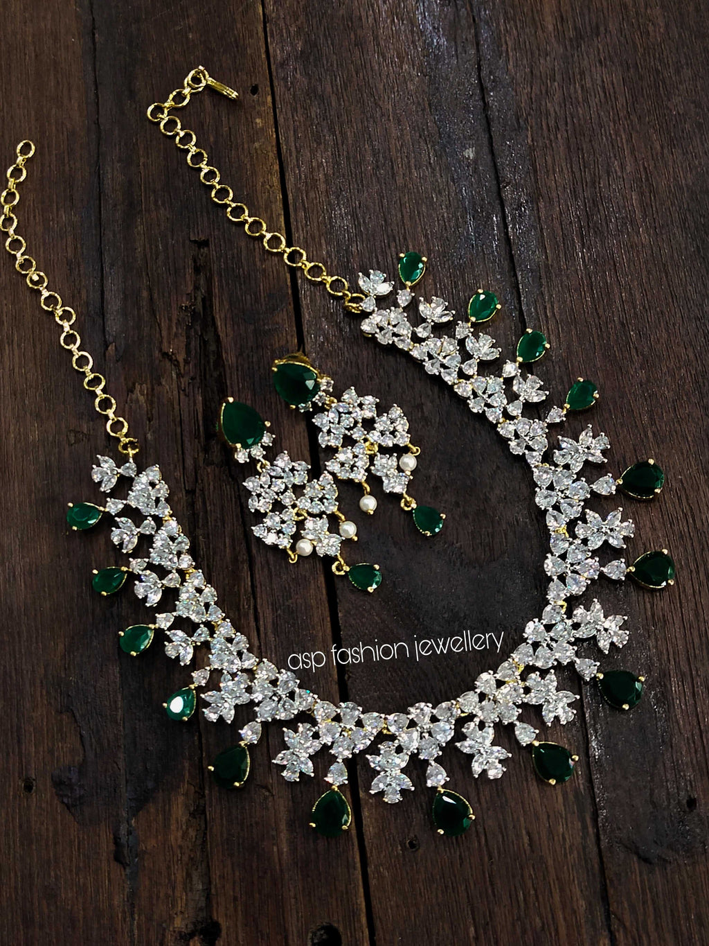 1 Gram Gold Solitaire Necklace set
