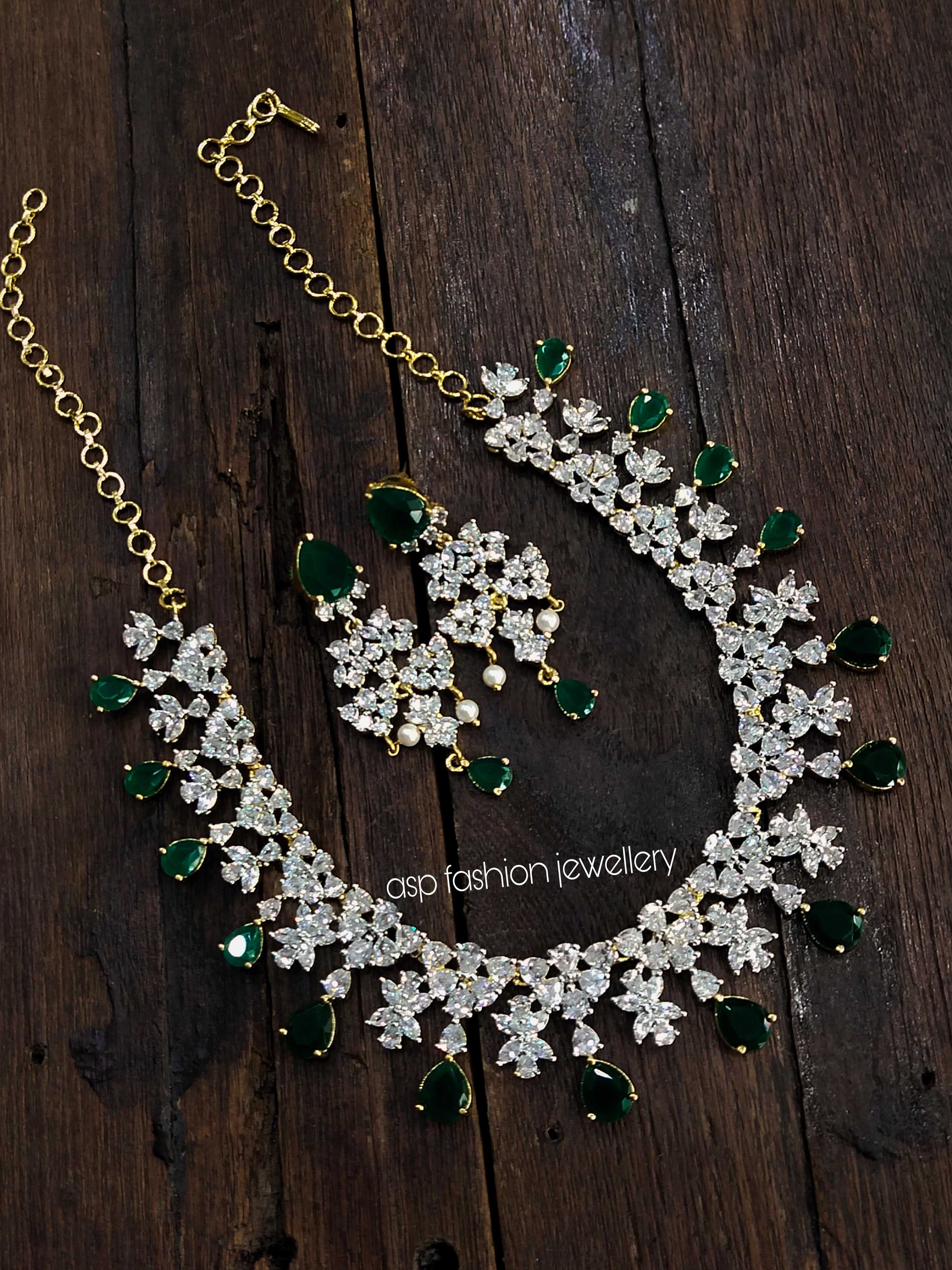 1 Gram Gold Solitaire Necklace set