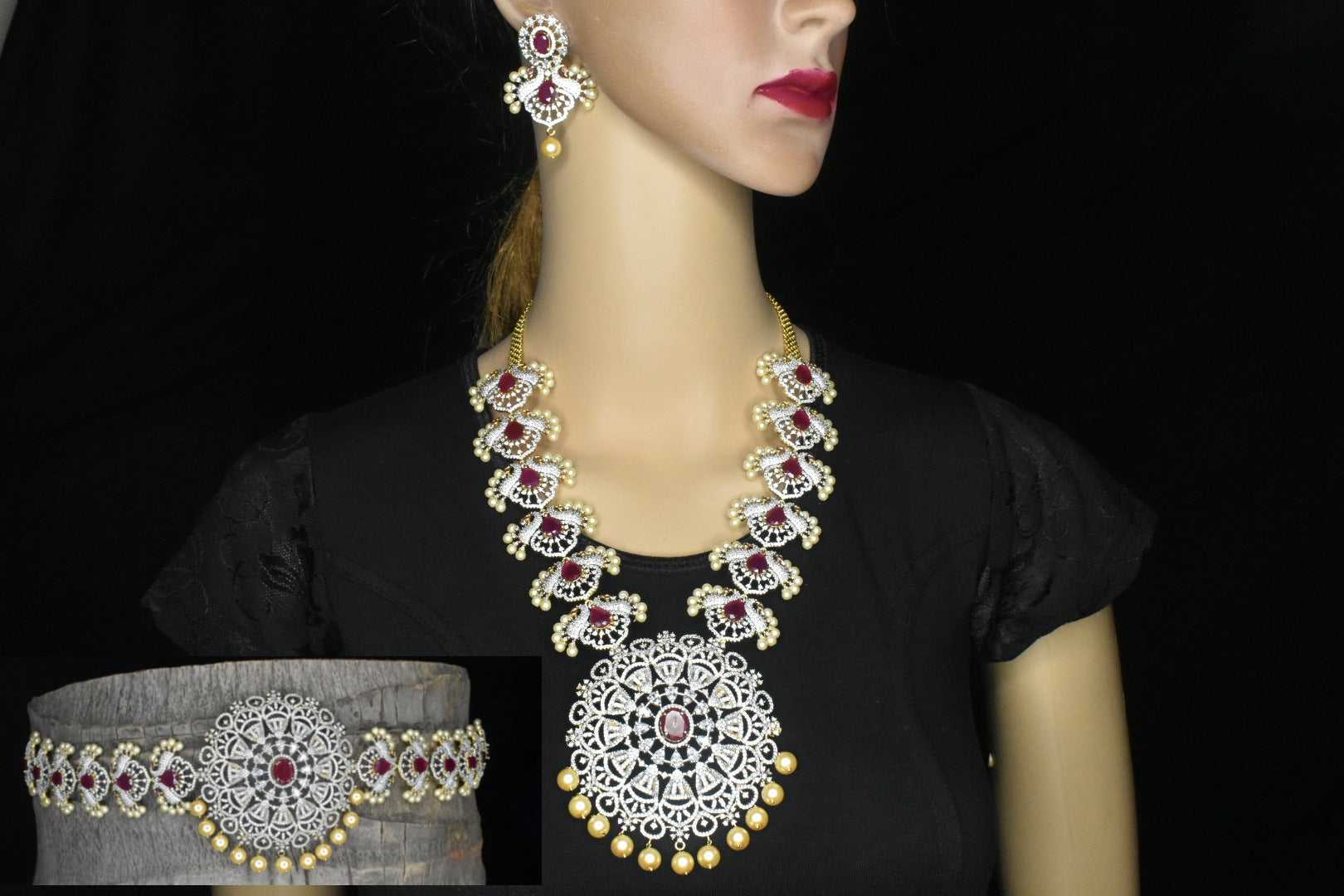 2 In 1 Designer Bridal American Diamonds Haram By Asp Fashion Jewellery 