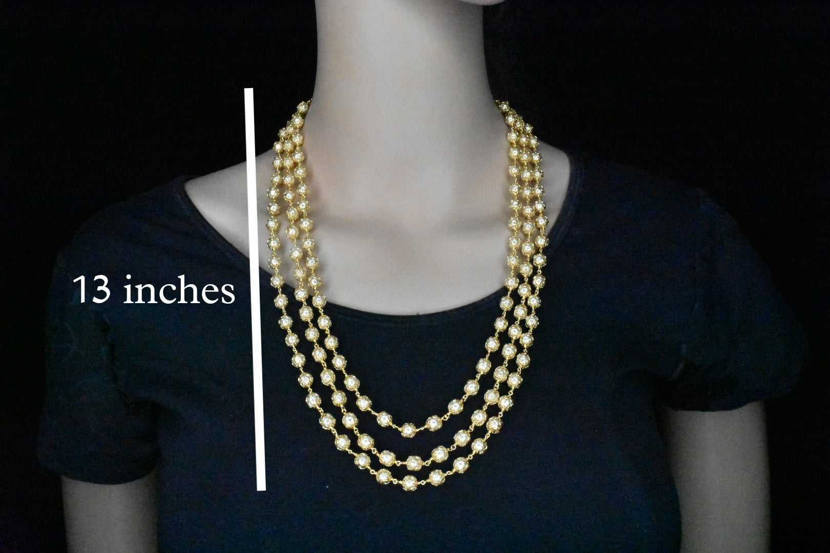 south sea pearl beaded triple layer mala necklace