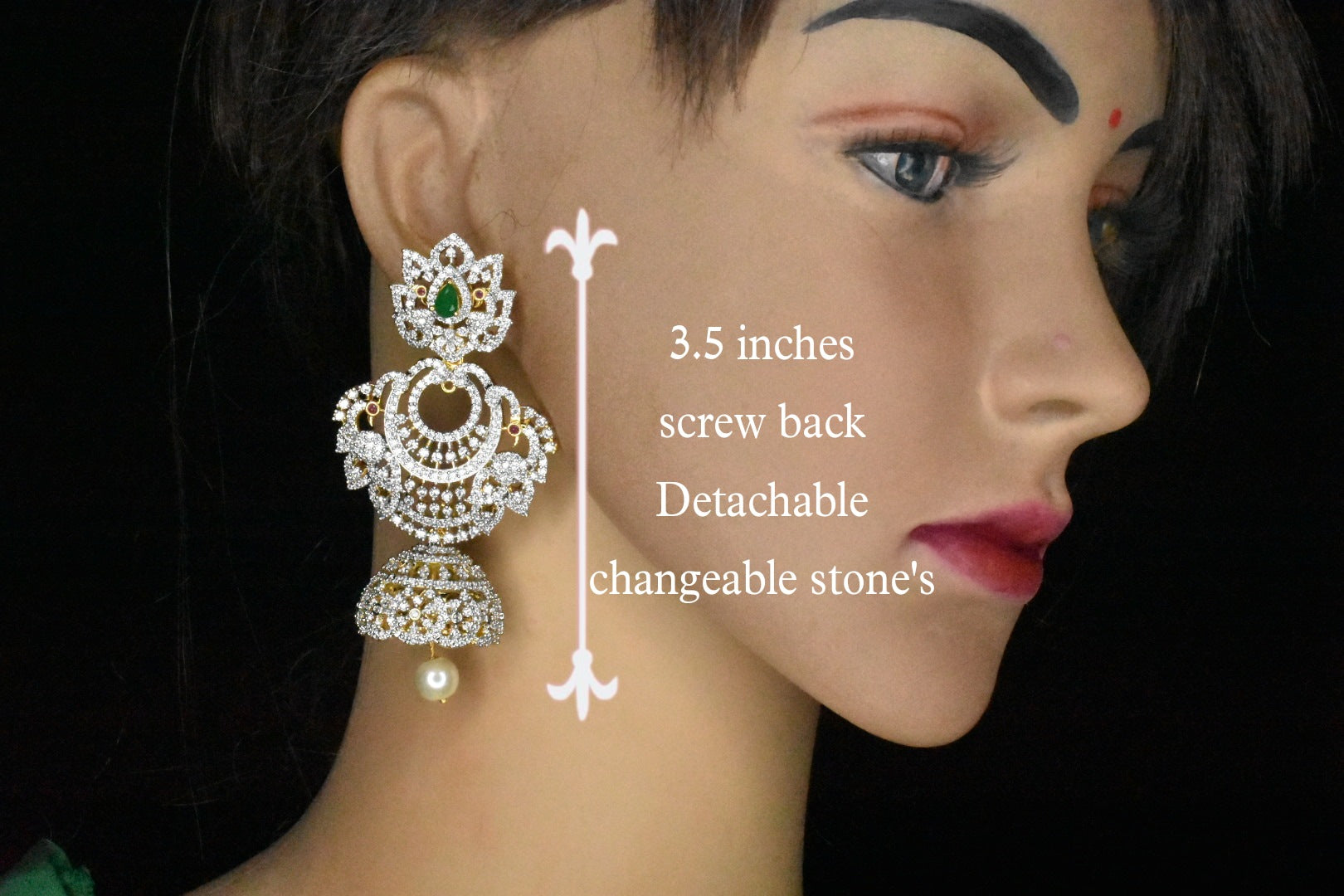 4 in 1 detachable diamond jhumkas