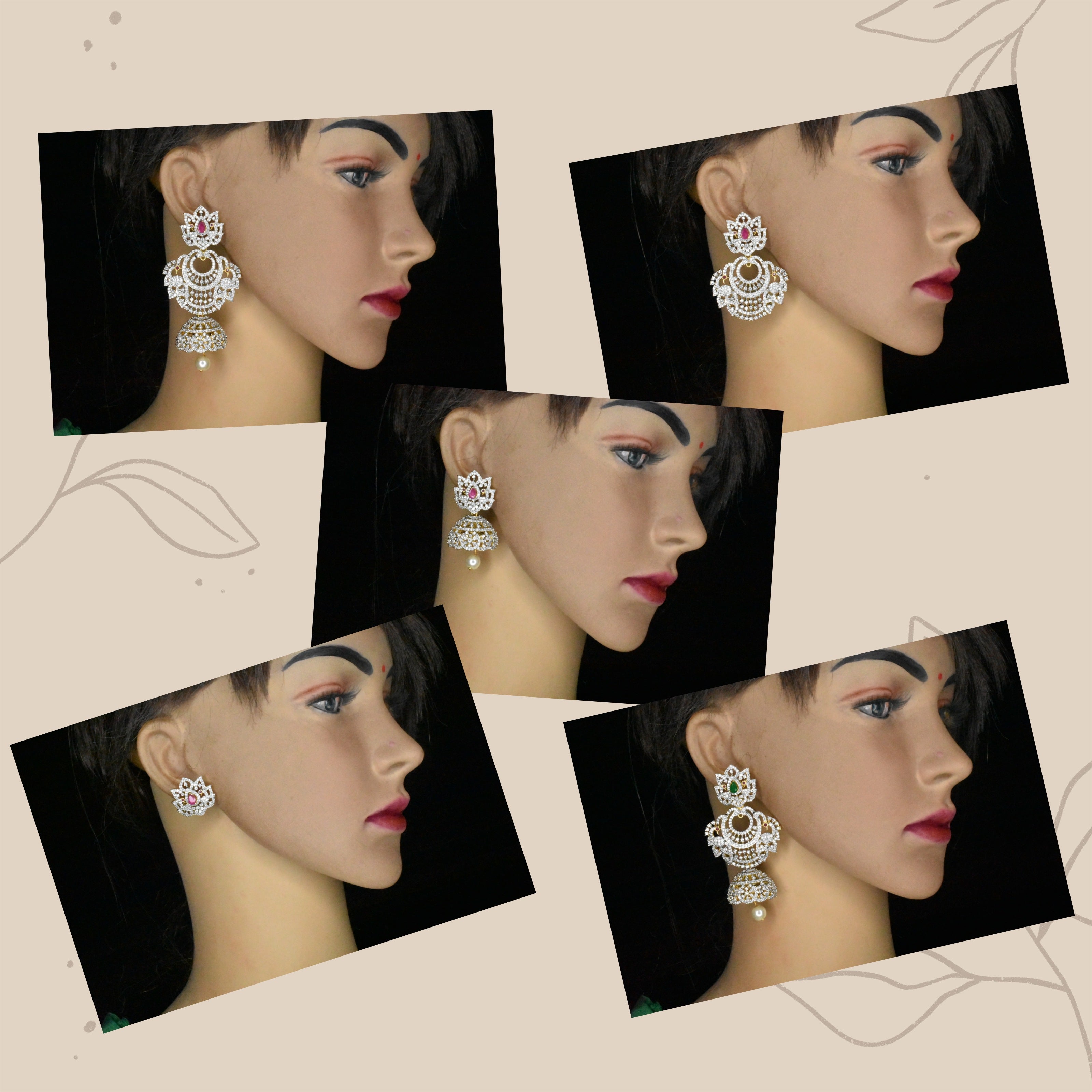 4 in 1 detachable diamond jhumkas
