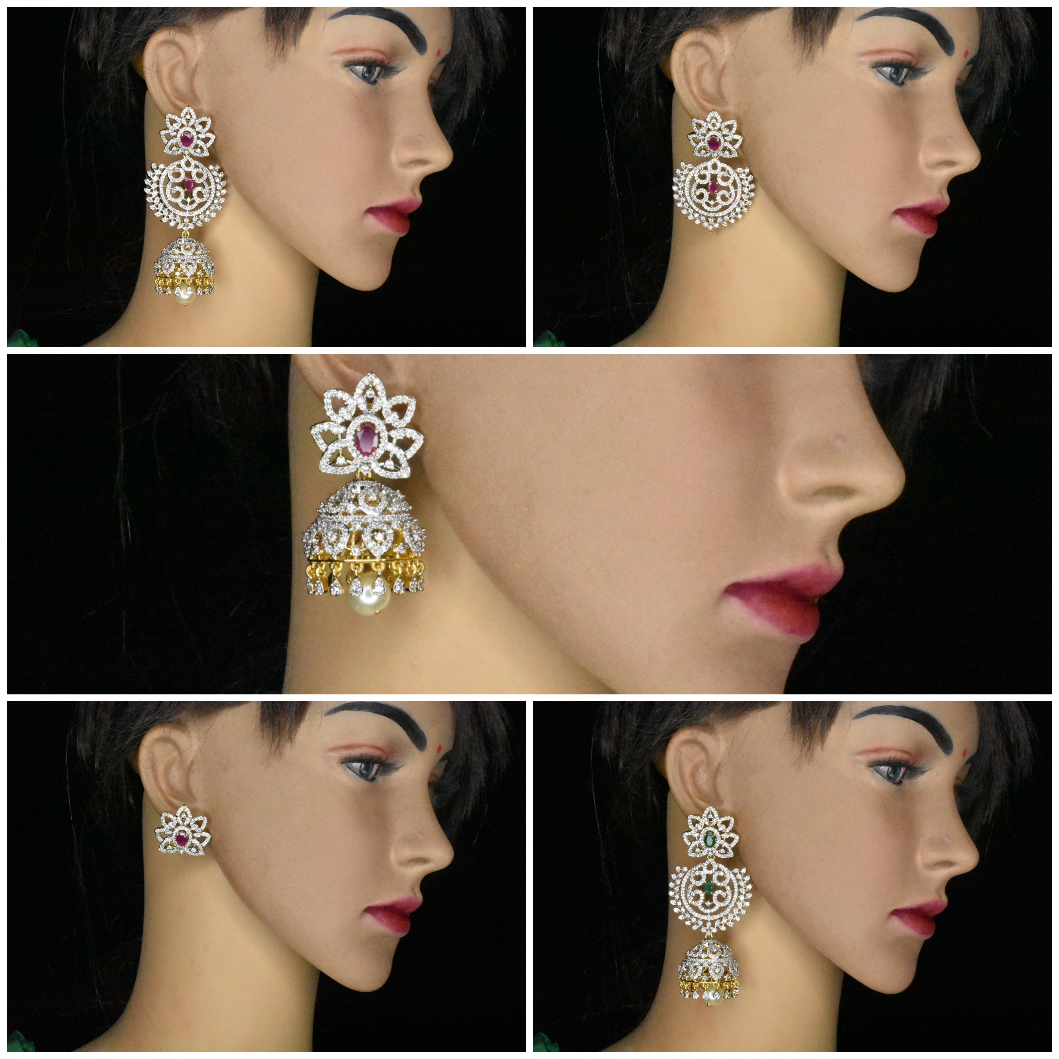 4 in 1 detachable diamond jhumkas