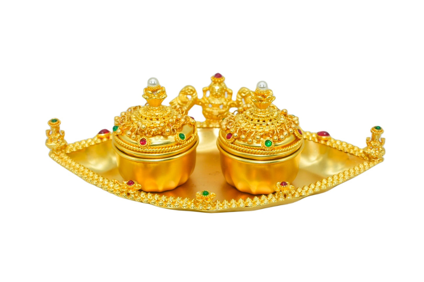 Gold Plated Kumkum Box Tray