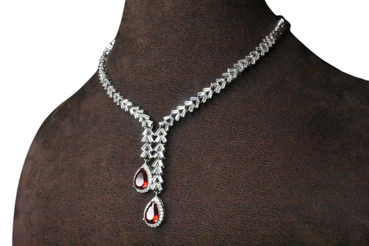 Silver Plated American Diamond Necklace Set