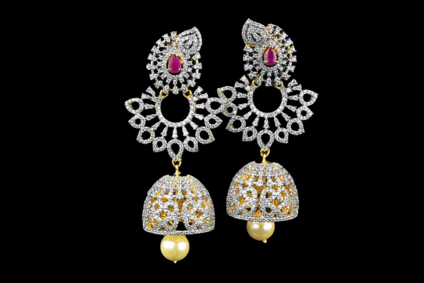 Diamond earrings,Pure silver Jhumkas Indian,Indian Earrings,Indian Wedding  Jewelry -NIHIRA-SHABURIS | Diamond earrings design, Silver jewellery  online, Silver diamond earrings