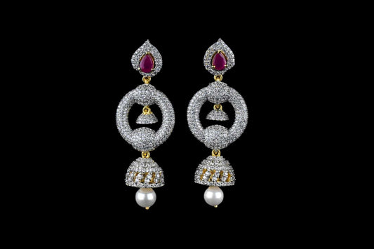 Blissful American Diamond and Emerald Chandbali Earrings - Asp fashion jewellery