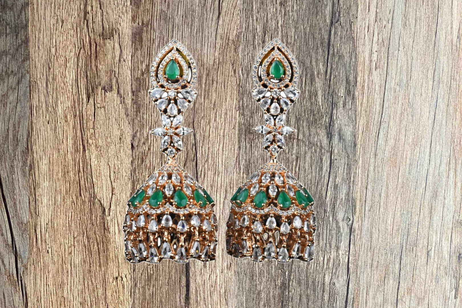 Rose gold american Diamond Jhumka