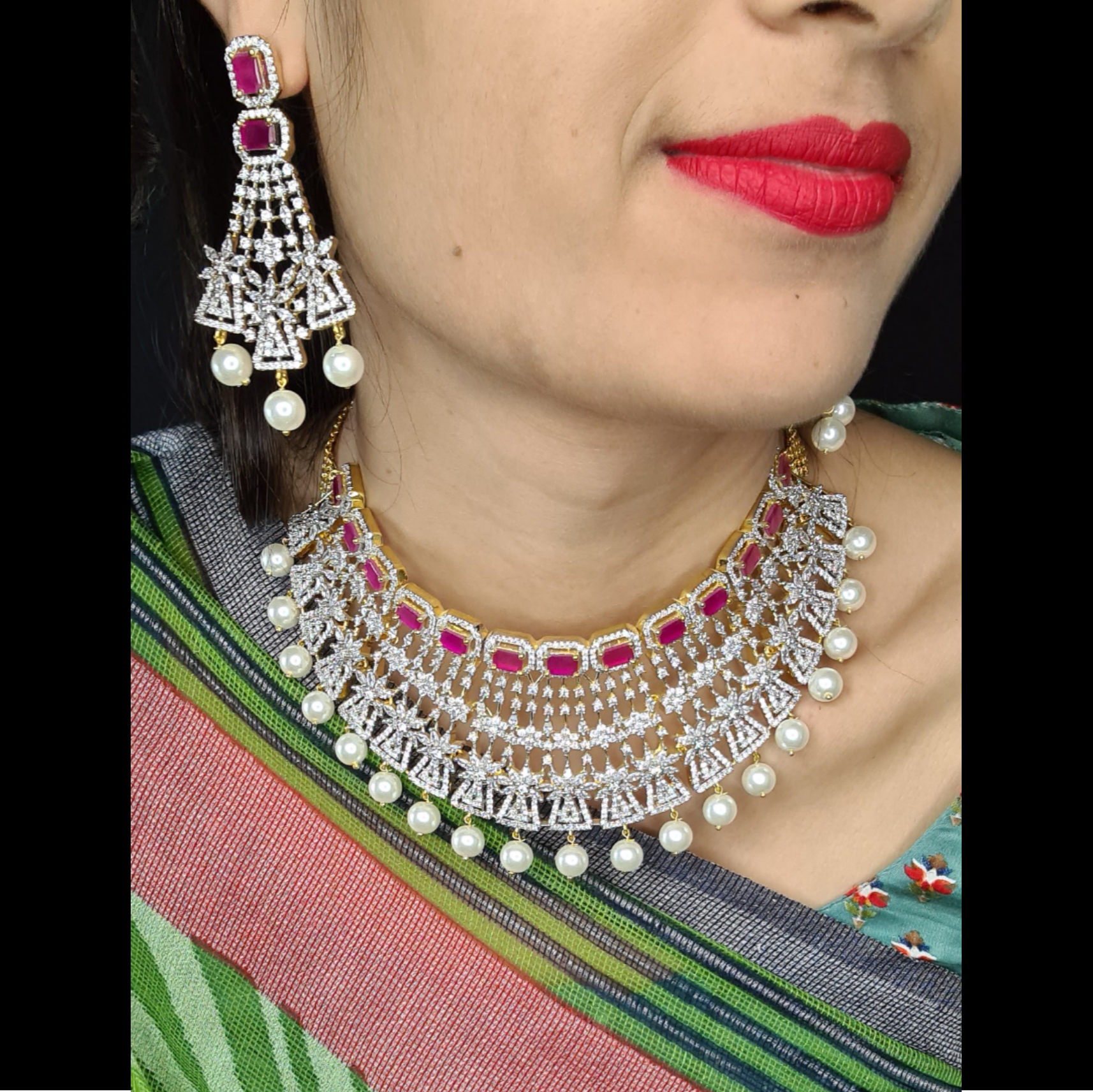 American Diamond Bridal Choker Set