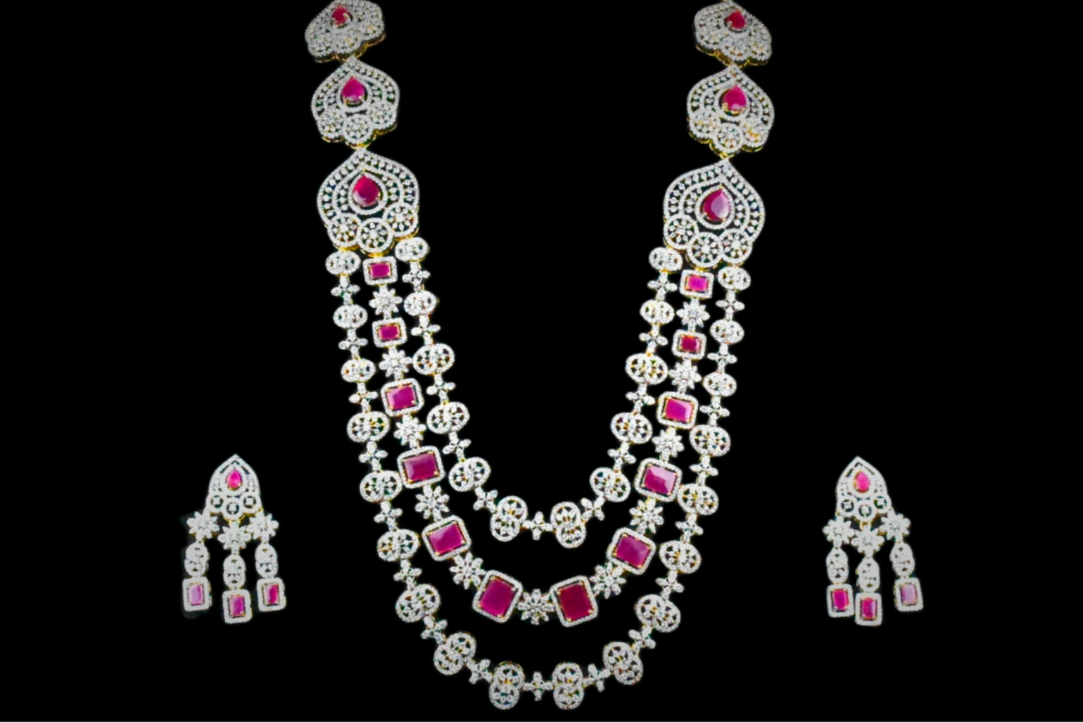 Three Layer American Diamond Haram By Asp Fashion Jewellery 