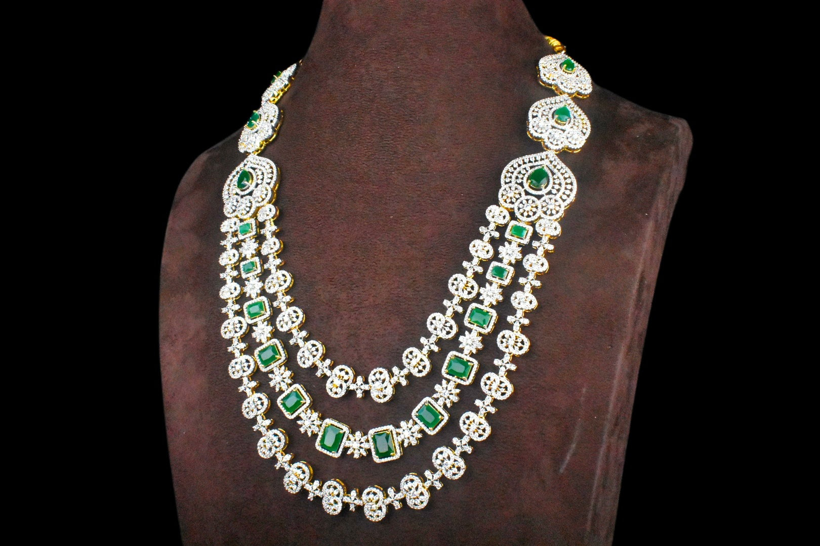 Three Layer American Diamond Haram By Asp Fashion Jewellery 