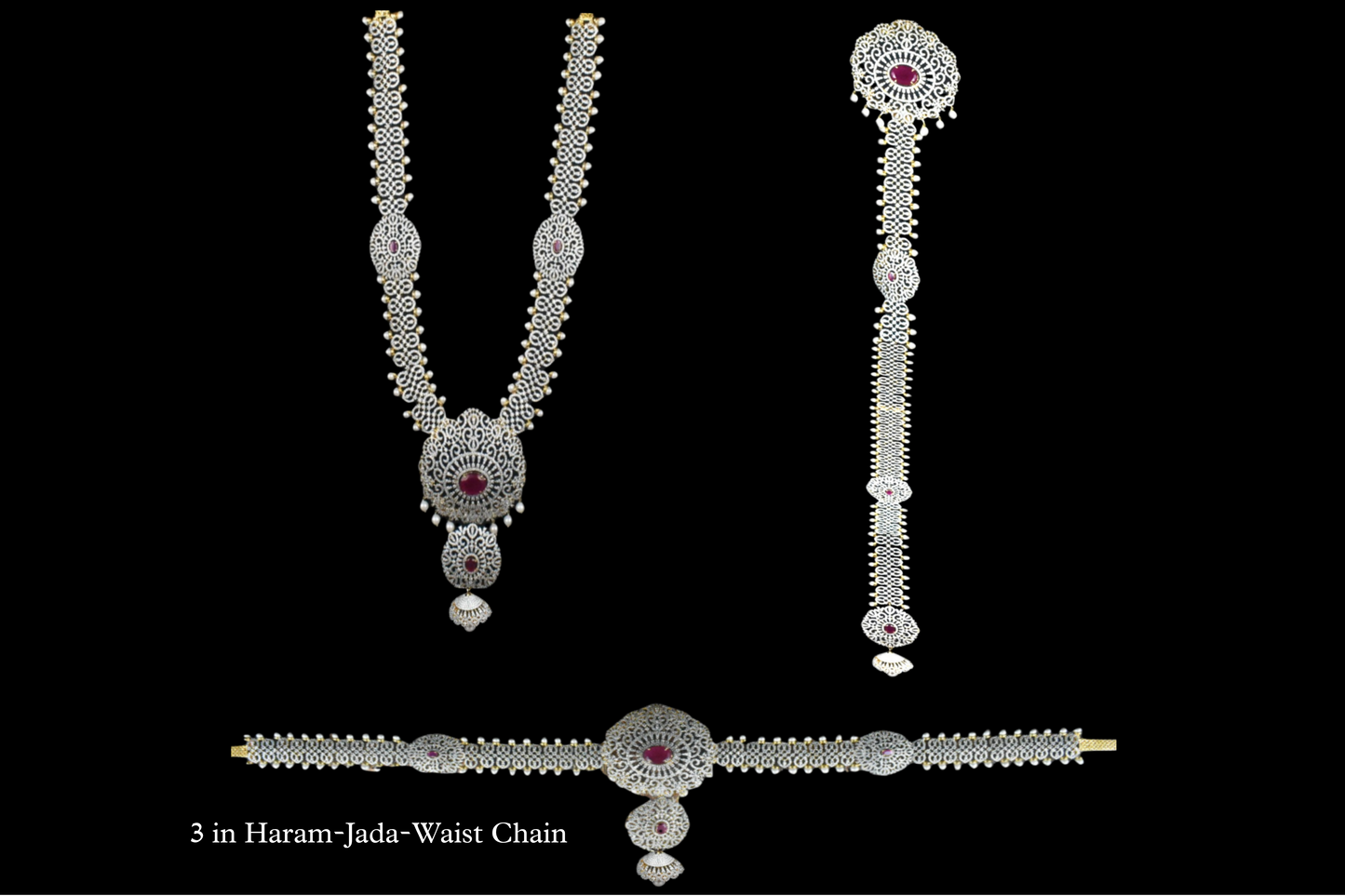 3 in 1 Detachable American Diamond Haram By Asp Fashion Jewellery 