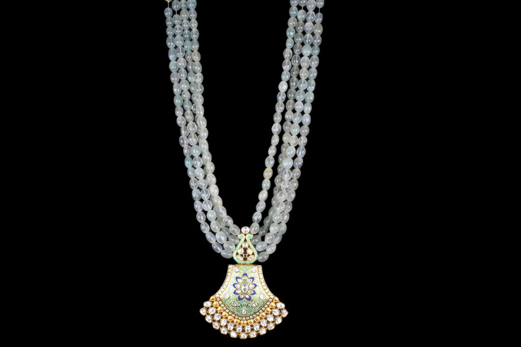 Traditional Rajasthani Meenakari Kundan Pendant Necklace With Emralds Beads Necklace By Asp Fashion Jewellery