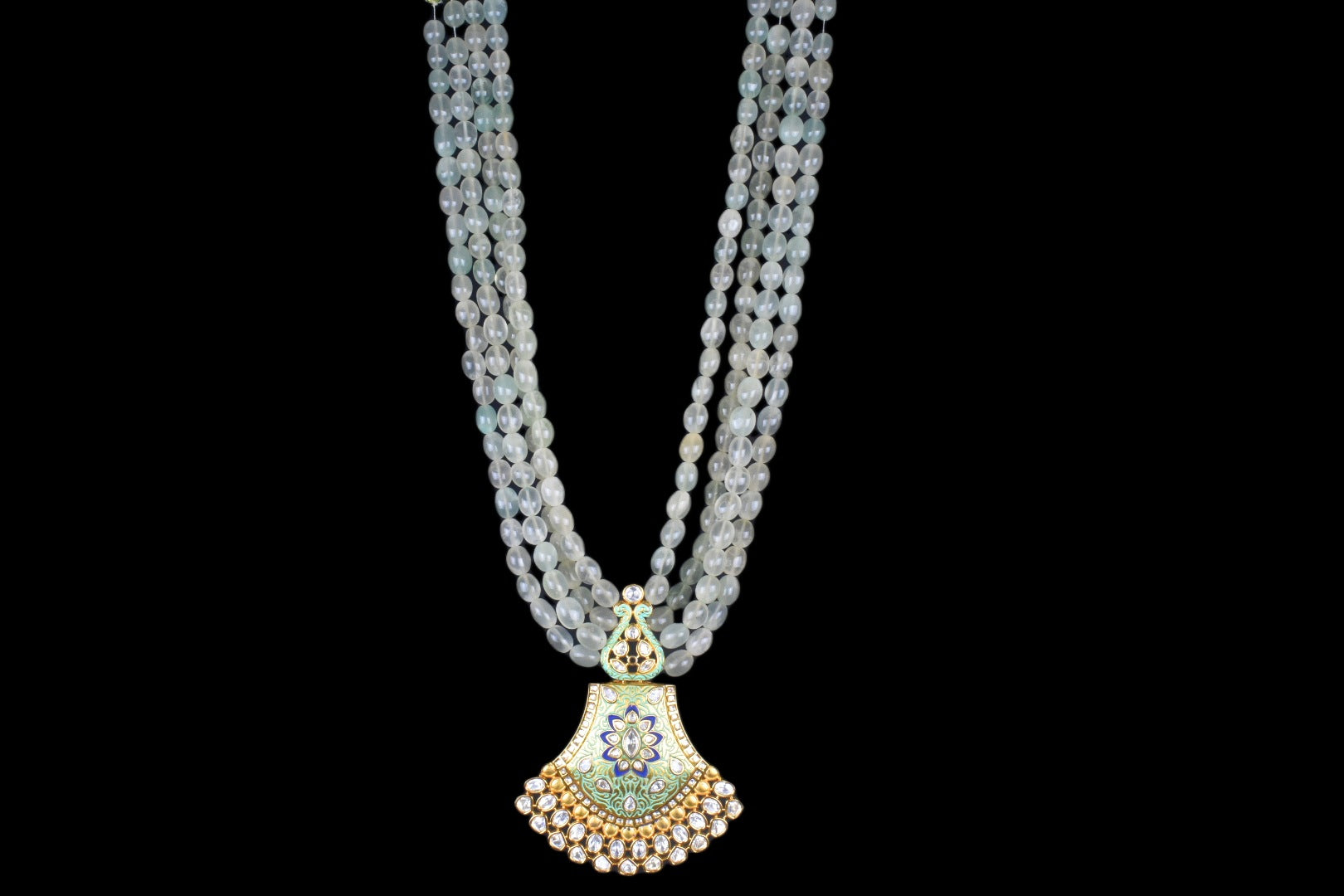 Traditional Rajasthani Meenakari Kundan Pendant Necklace With Emralds Beads Necklace By Asp Fashion Jewellery