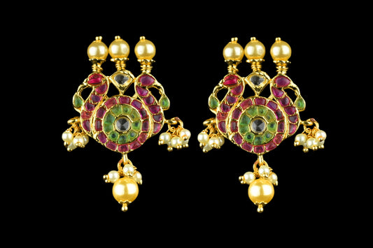 Peacock Kempu Studs Earrings By Asp Fashion Jewellery 