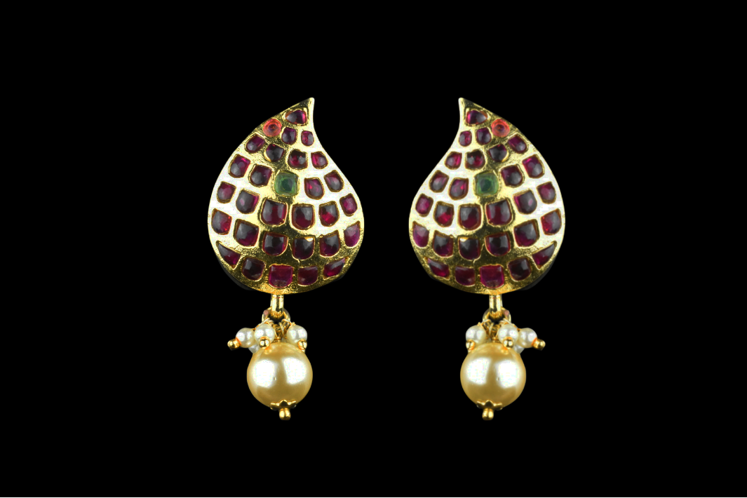 Mango Design Kempu Studs Earrings By Asp Fashion Jewellery