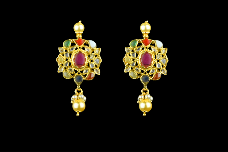 Navratna Studs Earrings By Asp Fashion Jewellery