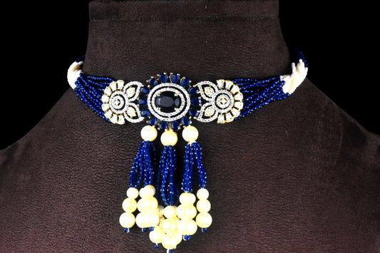 Classy American Diamonds Beads Choker Set By Asp Fashion Jewellery 
