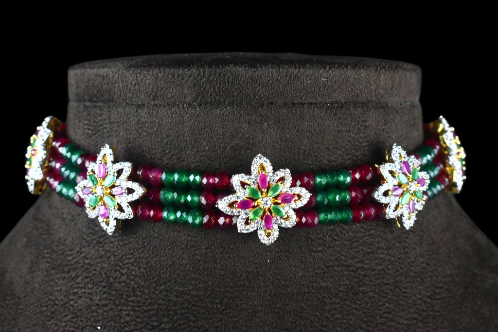 Premium Beaded Choker Necklace - Traditional Temple Jewelry Design
