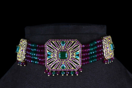 Ruby Emralds Beads Choker Set By Asp Fashion Jewellery
