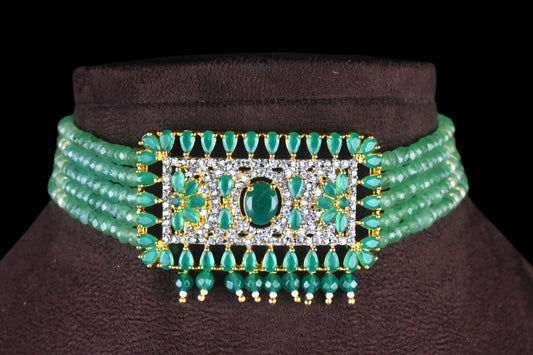 Cz Pendant & Beads Choker Set By Asp Fashion Jewellery