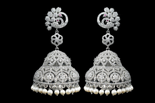 One Gram Gold American Diamond Cz Jhumka Set By Asp Fashion Jewellery