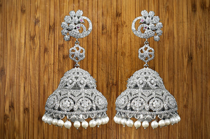 One Gram Gold American Diamond Cz Jhumka Set By Asp Fashion Jewellery