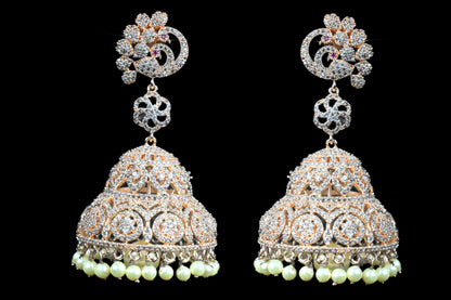 One Gram Gold American Diamond Cz Jhumka Set By Asp Fashion Jewellery