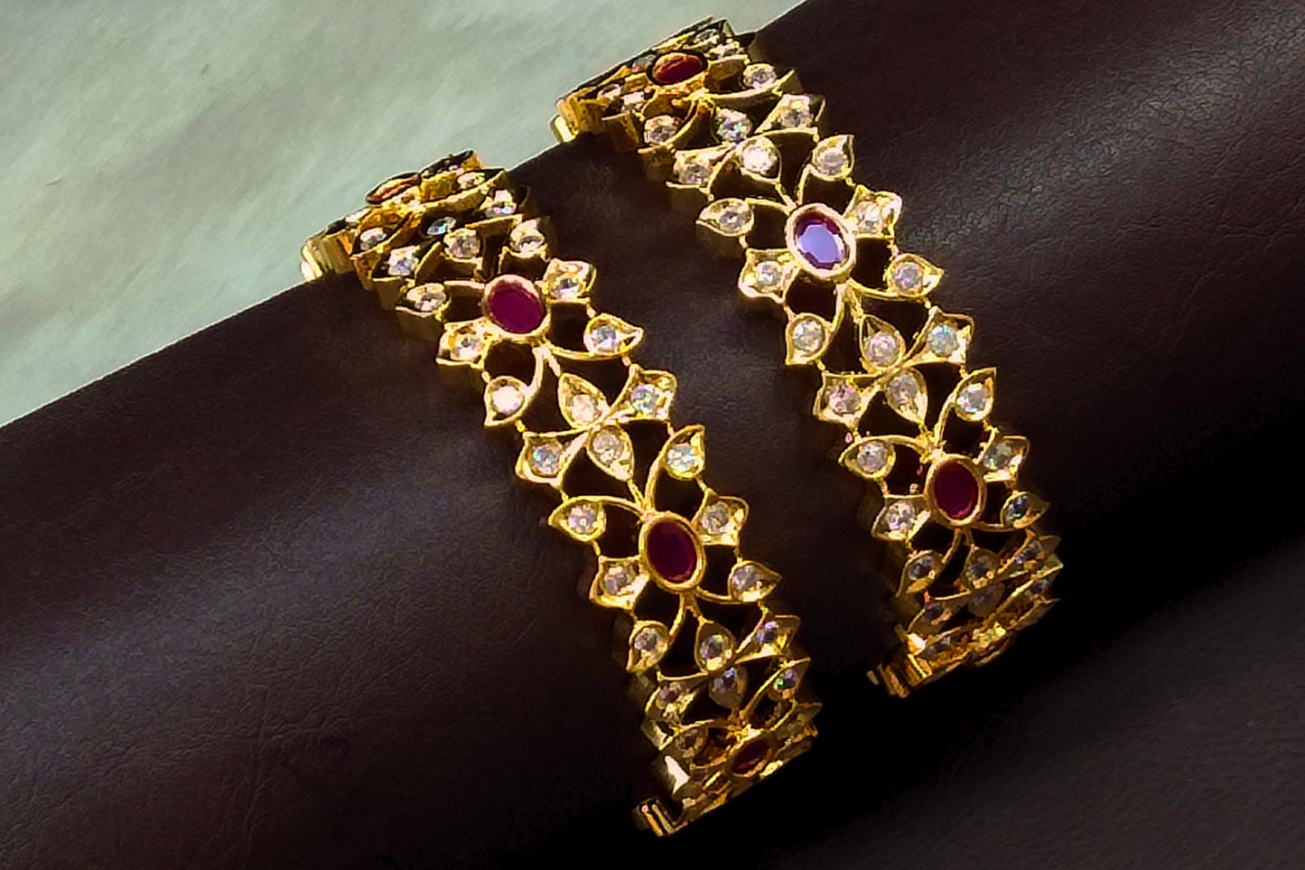 American Diamonds &  Ruby Emralds Bangles By Asp Fashion Jewellery