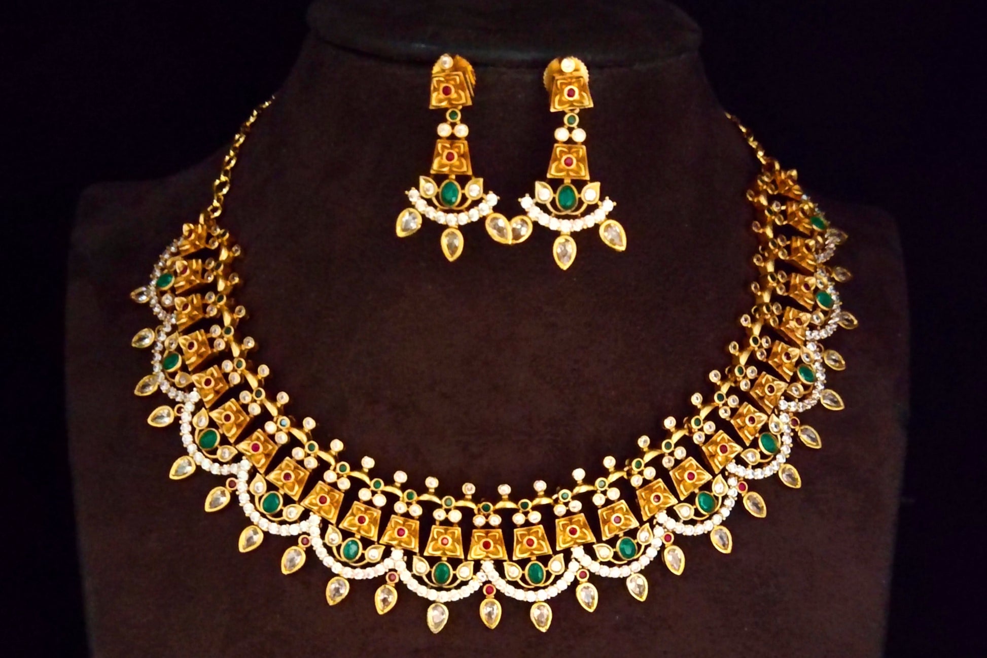 One Gram Gold Antique Cz Necklace Set By Asp Fashion Jewellery