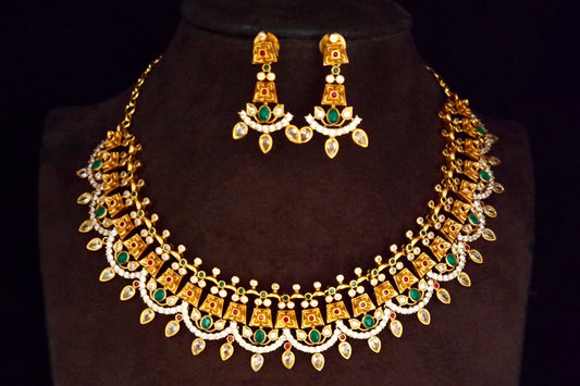 One Gram Gold Antique Cz Necklace Set By Asp Fashion Jewellery