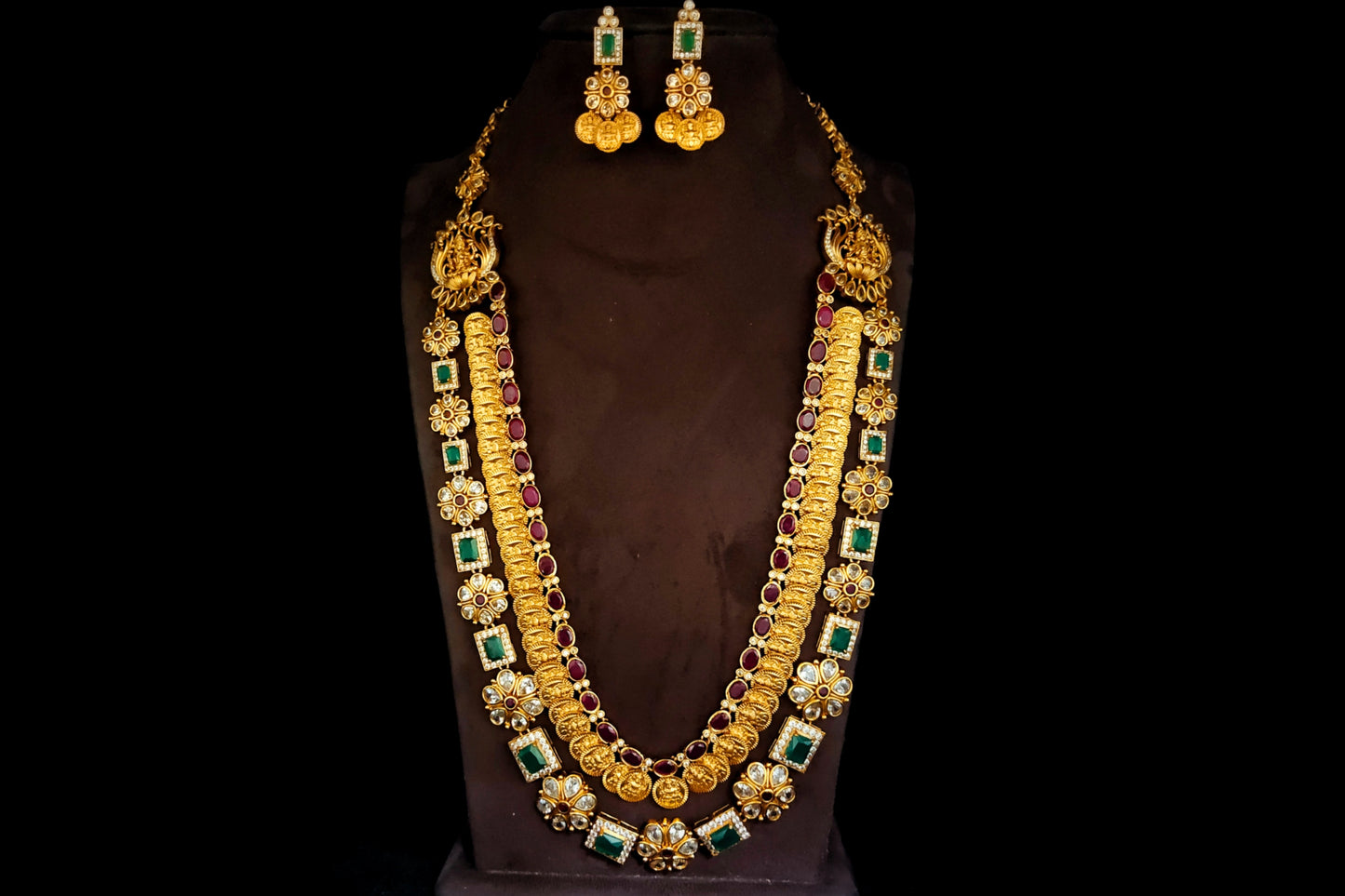 One Gram Gold Antique Two Layered Laxmi Kasu Necklace By Asp Fashion Jewellery