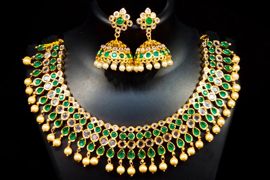 One Gram Gold Uncut American Diamond Necklace Set By Asp Fashion Jewellery 