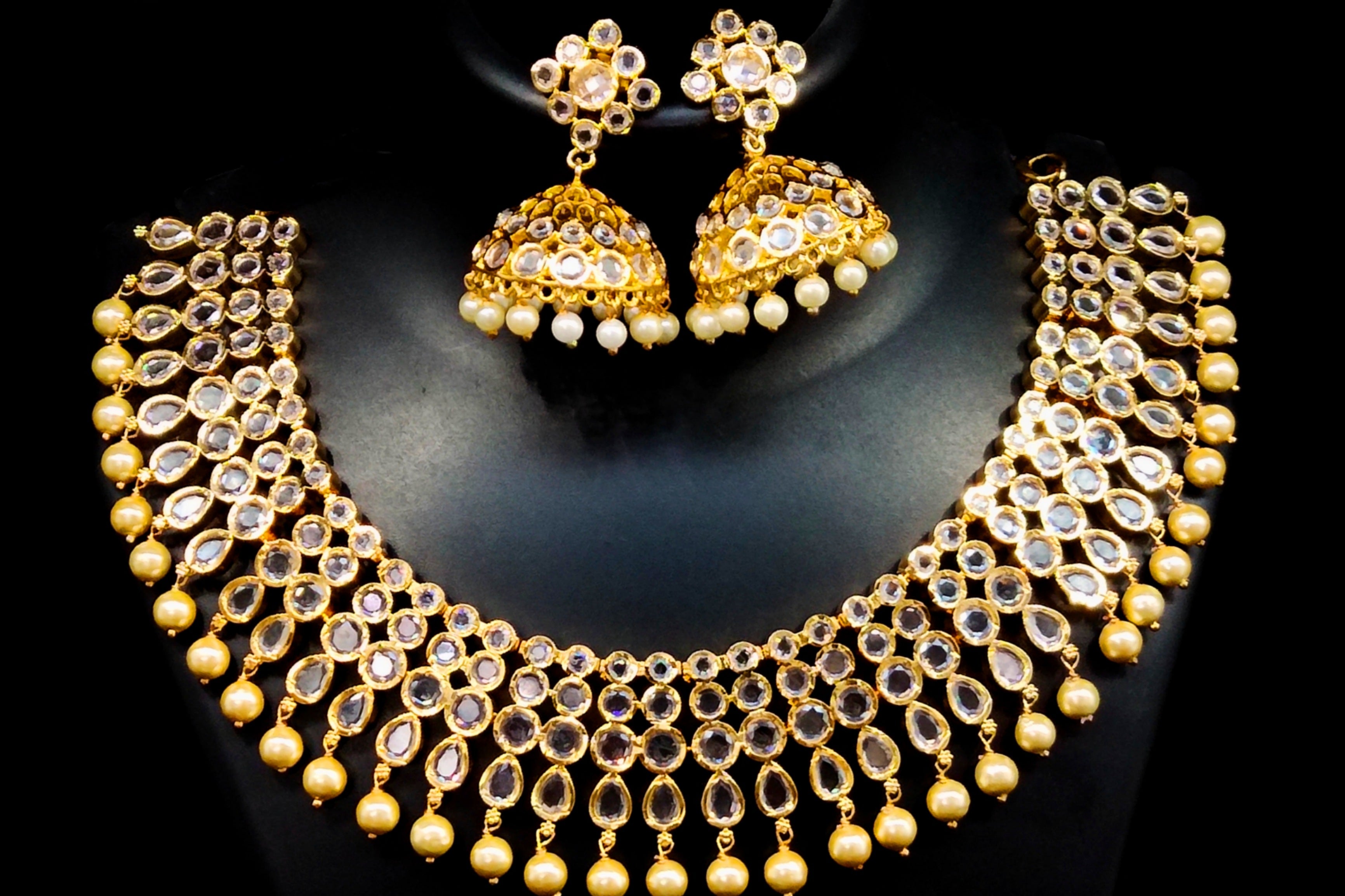 One Gram Gold Uncut American Diamond Necklace Set By Asp Fashion Jewellery 