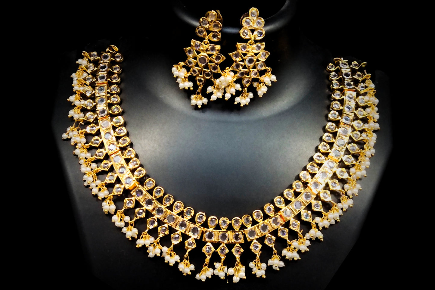 One Gram Gold  Polki Guttapusalu Necklace set By Asp Fashion Jewellery