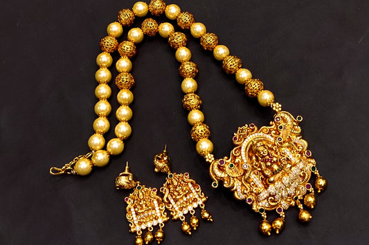 One Gram Gold Nakshi Ball Mala With Lakshmi Pendant By Asp Fashion Jewellery