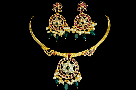 Antique Kempu Pendant Necklace By Asp Fashion Jewellery