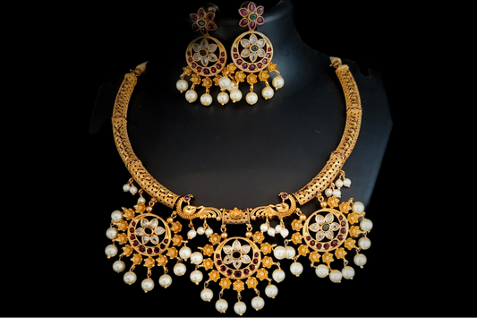 One Gram Gold Antique Necklace set With Kanti Style By Asp Fashion Jewellery