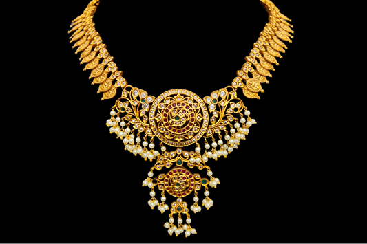 Classy Antique Lakshmi Kasu Guttapusalu Necklace set By Asp Fashion Jewellery