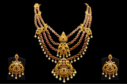 Antique Ruby Layered Necklace Set  By Asp Fashion Jewellery