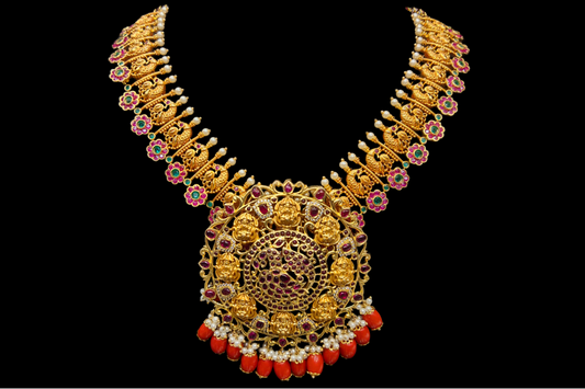 Mahalaxmi Pendant Set With Bottu Mala By Asp Fashion Jewellery
