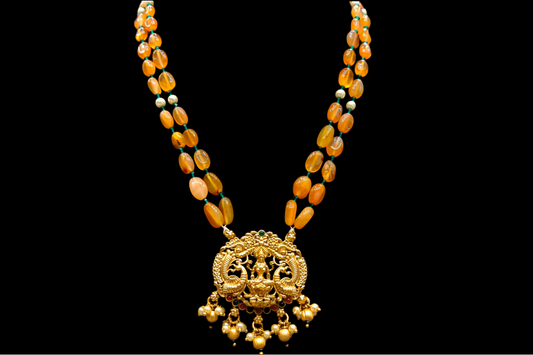 Antique Laxmi Pendant Set With Monalisa Beads Necklace By Asp Fashion Jewellery