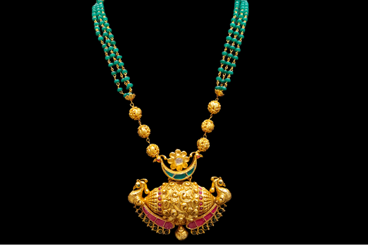 Antique Peacock Pendant Set With Emralds Beads Necklace By Asp Fashion Jewellery